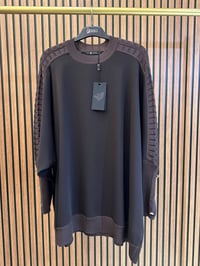 Ghisa 4730T4492 Kahve Örgü Kol Detaylı Oversize Tunik