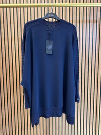Ghisa 4730T4492 Lacivert Örgü Kol Detaylı Oversize Tunik