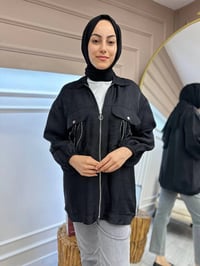 Ghisa 4YGSCKT3418 Siyah Cep Detaylı Ceket
