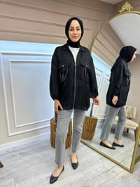 Ghisa 4YGSCKT3418 Siyah Cep Detaylı Ceket