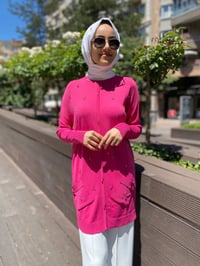 Ghisa 4YOBTNK4227 Fuşya Damla Taş Detaylı Tunik