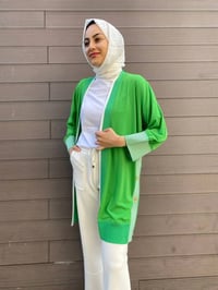 Ghisa 4YÖRHRK3620 Yeşil Yanları Düğmeli Hırka