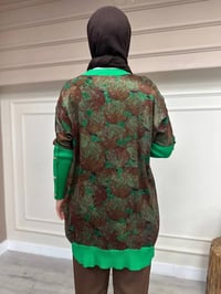 Ghisa 4YÖRTNK4583 Yeşil Düğme Detaylı Tunik
