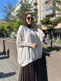 Ghisa 4YÖRTNK4611 Taş Kolları Düğme Detaylı Tunik
