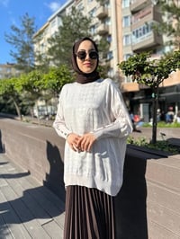 Ghisa 4YÖRTNK4611 Taş Kolları Düğme Detaylı Tunik