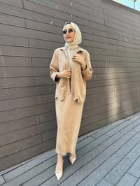 Ghisa 5KGSTKM3917 Camel Süet Etekli İkili Takım