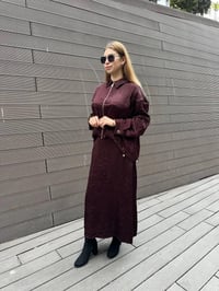 Ghisa 5KGSTKM3937 Kahve Akıcı Kırışık Kumaş Etekli Takım