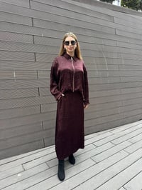 Ghisa 5KGSTKM3937 Kahve Akıcı Kırışık Kumaş Etekli Takım