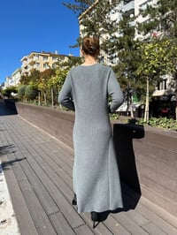 Ghisa 5KKNELB4655 Gri Düğme Detaylı Triko Elbise