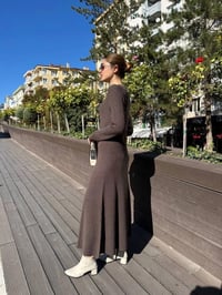 Ghisa 5KKNELB4655 Kahve Düğme Detaylı Triko Elbise