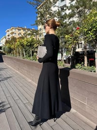 Ghisa 5KKNELB4655 Siyah Düğme Detaylı Triko Elbise
