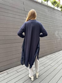 Ghisa 5KOBHRK3669 Lacivert Şifon Kumaş Detaylı Uzun Hırka