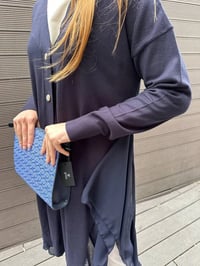 Ghisa 5KOBHRK3669 Lacivert Şifon Kumaş Detaylı Uzun Hırka