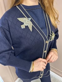 Ghisa 5KOBHRK3698 Lacivert Broş Detaylı Hırka