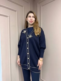 Ghisa 5KOBHRK3698 Lacivert Broş Detaylı Hırka