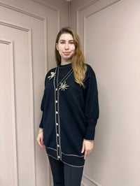 Ghisa 5KOBHRK3698 Siyah Broş Detaylı Hırka