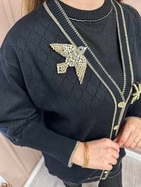 Ghisa 5KOBHRK3698 Siyah Broş Detaylı Hırka
