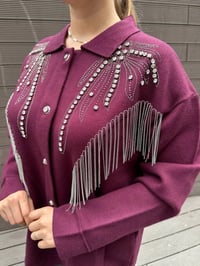 Ghisa 5KOBHRK3899 Bordo Taş Detaylı Triko Hırka