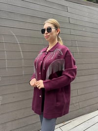 Ghisa 5KOBHRK3899 Bordo Taş Detaylı Triko Hırka