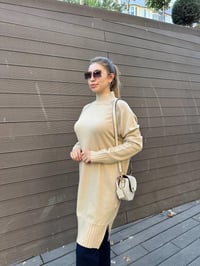 Ghisa 5KOBTNK4391 Camel Yakası Taşlı Triko Tunik