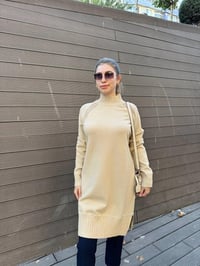Ghisa 5KOBTNK4391 Camel Yakası Taşlı Triko Tunik