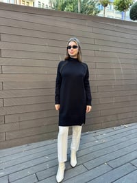 Ghisa 5KOBTNK4391 Siyah Yakası Taşlı Triko Tunik