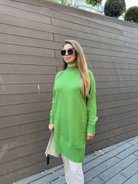 Ghisa 5KOBTNK4391 Yeşil Yakası Taşlı Triko Tunik