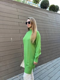 Ghisa 5KOBTNK4391 Yeşil Yakası Taşlı Triko Tunik