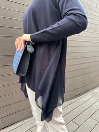 Ghisa 5KOBTNK4436 Lacivert Şifon Kumaş Detaylı Tunik