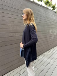 Ghisa 5KOBTNK4436 Lacivert Şifon Kumaş Detaylı Tunik