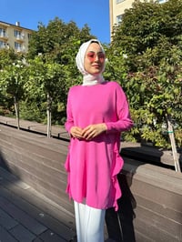 Ghisa 5KOBTNK4689 Pembe Tül Detaylı Merserize Tunik