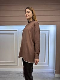 Ghisa 5KOBTNK4780 Kahve Etek Ucu Detaylı Triko Tunik