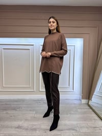 Ghisa 5KOBTNK4780 Kahve Etek Ucu Detaylı Triko Tunik