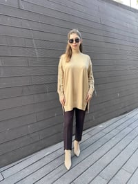 Ghisa 5KOBTNK4803 Camel Kol Detaylı Triko Tunik