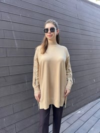 Ghisa 5KOBTNK4803 Camel Kol Detaylı Triko Tunik