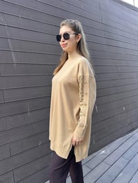Ghisa 5KOBTNK4803 Camel Kol Detaylı Triko Tunik
