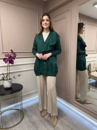 Ghisa 5KÖRHRK3603 Yeşil Kazayağı Desenli Hırka