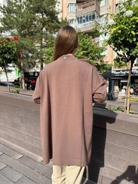 Ghisa 5KPİTNK4593 Kahve Kolu Fırfırlı Triko Tunik