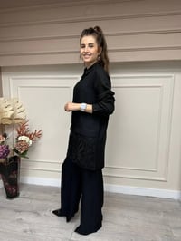 Heddy & Nurcan Çetin 23431 Siyah Güpür Detaylı İkili Takım