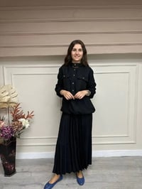 Heddy & Nurcan Çetin 23436 Siyah Pilise Etekli Takım