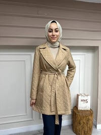Heddy & Nurcan Çetin 24704 Bej Bağlamalı Kısa Ceket