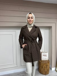 Heddy & Nurcan Çetin 24704 Kahve Bağlamalı Kısa Ceket