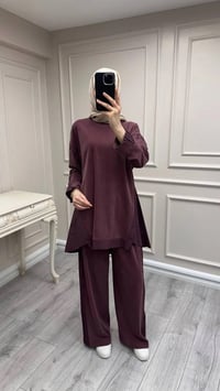 Hilay HLY0126K101.036 Mürdüm Icon Nervürlü Garni Kumaşlı Takım