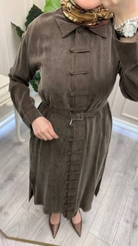 Hilay HLY0126K104.006 Kahve Emosh Brithli Düğmeli Uzun Tunik