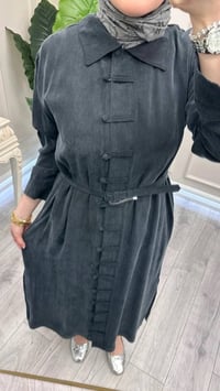 Hilay HLY0126K104.006 Siyah Emosh Brithli Düğmeli Uzun Tunik