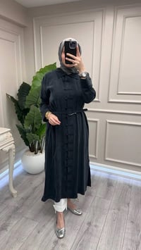 Hilay HLY0126K104.006 Siyah Emosh Brithli Düğmeli Uzun Tunik
