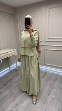 Hilay HLY0126Y101.007 Adaçayı Bianca Allerli Asimetrik Etekli Takım
