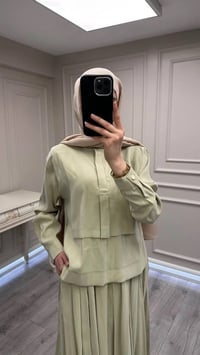 Hilay HLY0126Y101.007 Adaçayı Bianca Allerli Asimetrik Etekli Takım