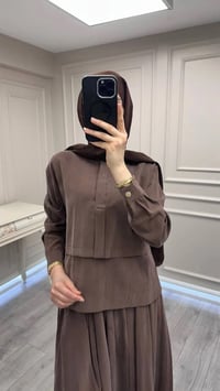 Hilay HLY0126Y101.007 Kahve Bianca Allerli Asimetrik Etekli Takım