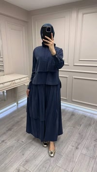 Hilay HLY0126Y101.007 Lacivert Bianca Allerli Asimetrik Etekli Takım